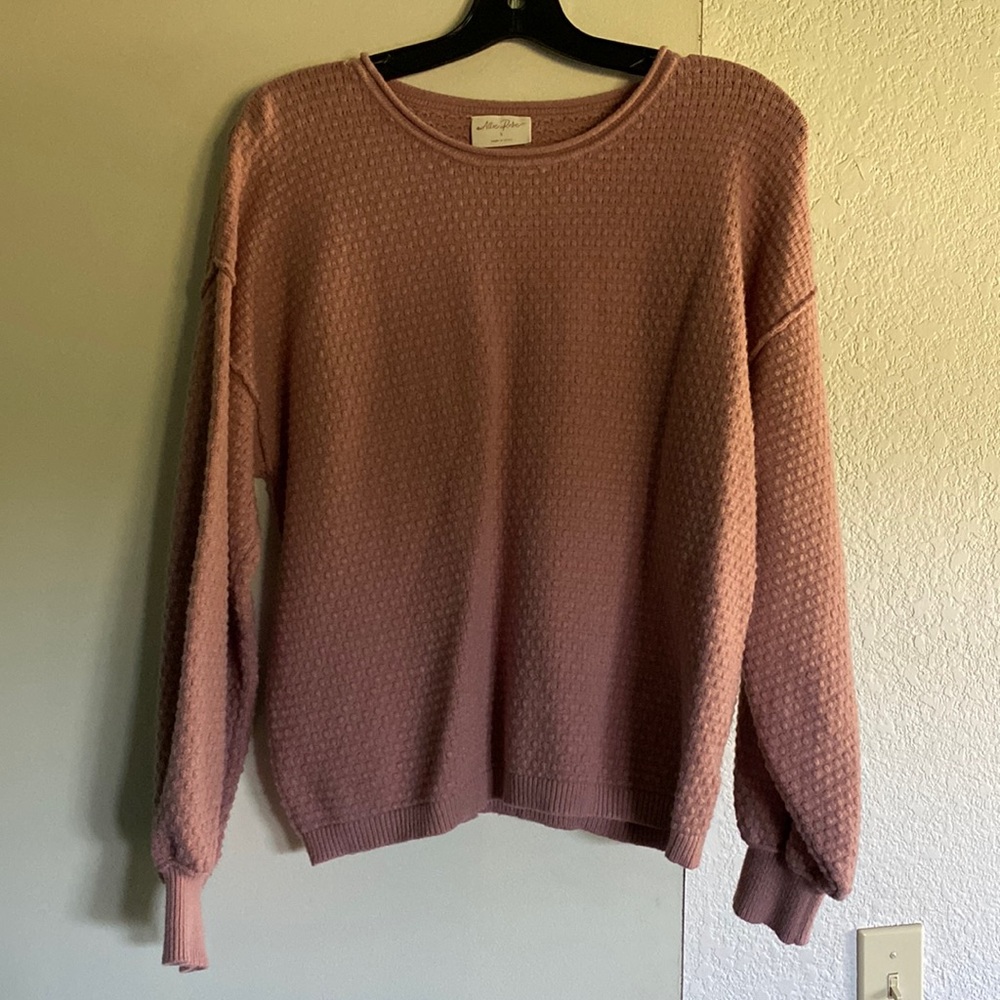 DUSTY ROSE PUFFY LONG SLEEVE SWEATER